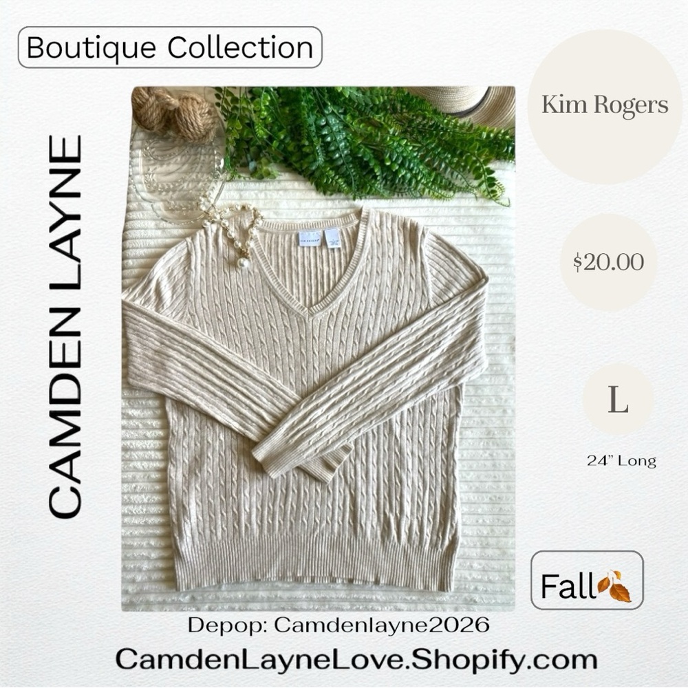 Kim Rogers Beige V-Neck Sweater for Women